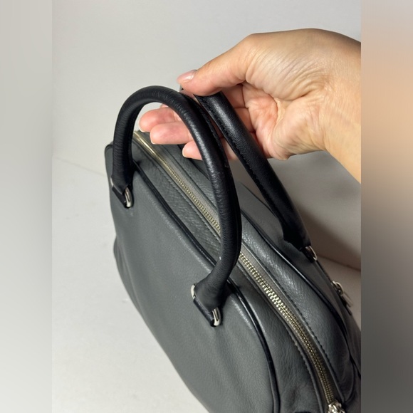 Michael Kors Smoke Gray Leather Convertible Dome Satchel Purse Bag - Picture 2 of 13